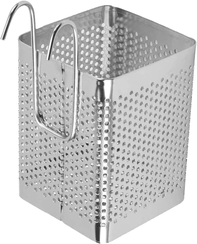 Pusty pojemnik na sztućce ze stali nierdzewnej, wentylowany pojemnik na sztućce ze stali nierdzewnej, wiszący stojak na pałeczki z ociekaczem do kuchn