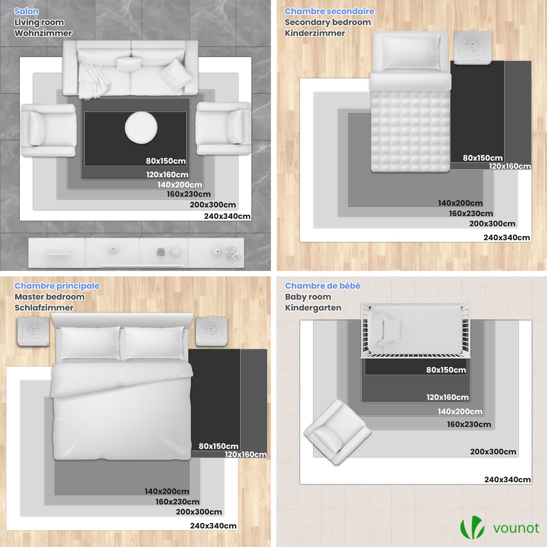 VOUNOT® Alfombra Moderna para Salón 160x230 cm, Beige - 6