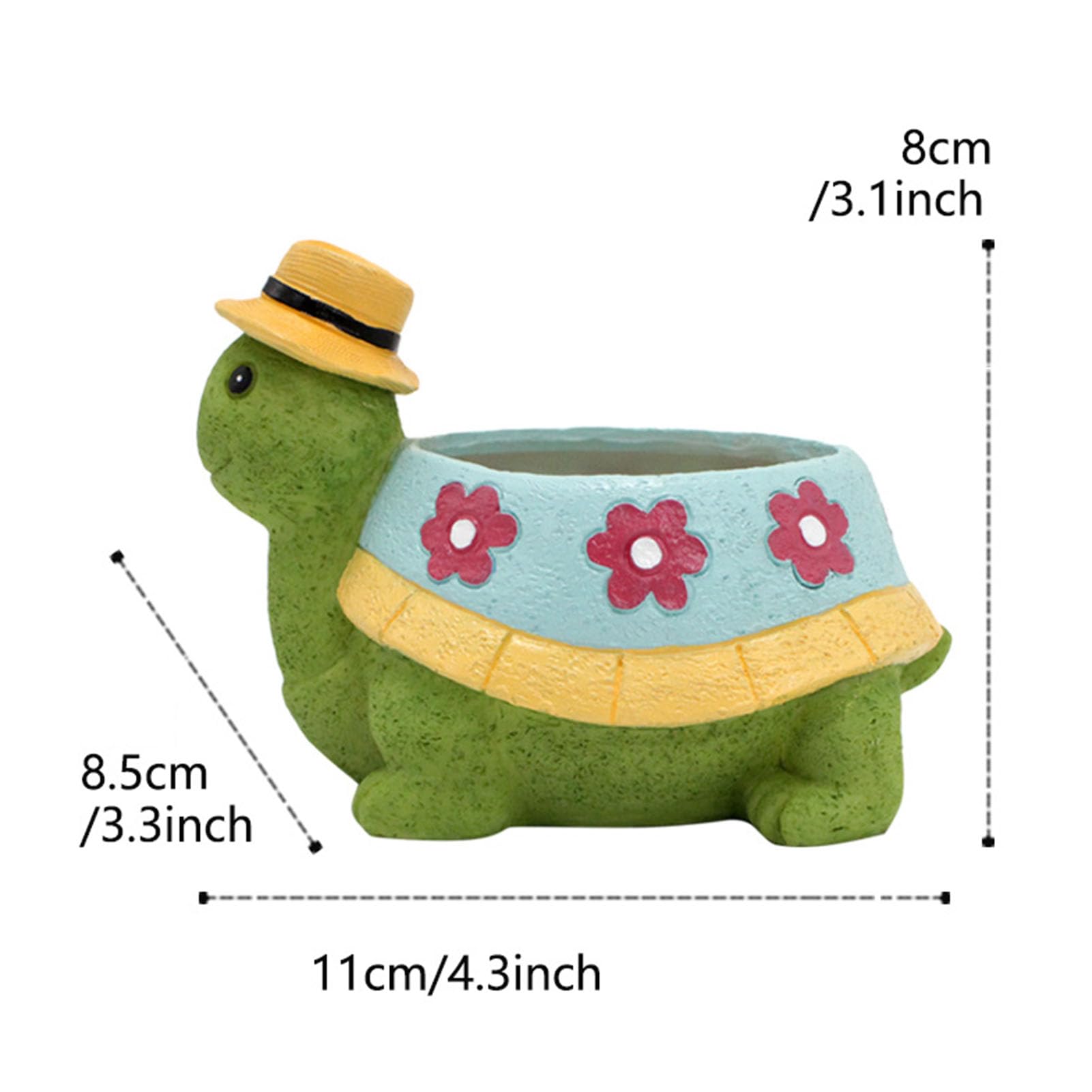 Pot de fleurs décoratif en forme de tortue, mignon, animal, paysage, pot de fleurs en résine, pot succulent pour décoration de jardin, patio extérieur - 4