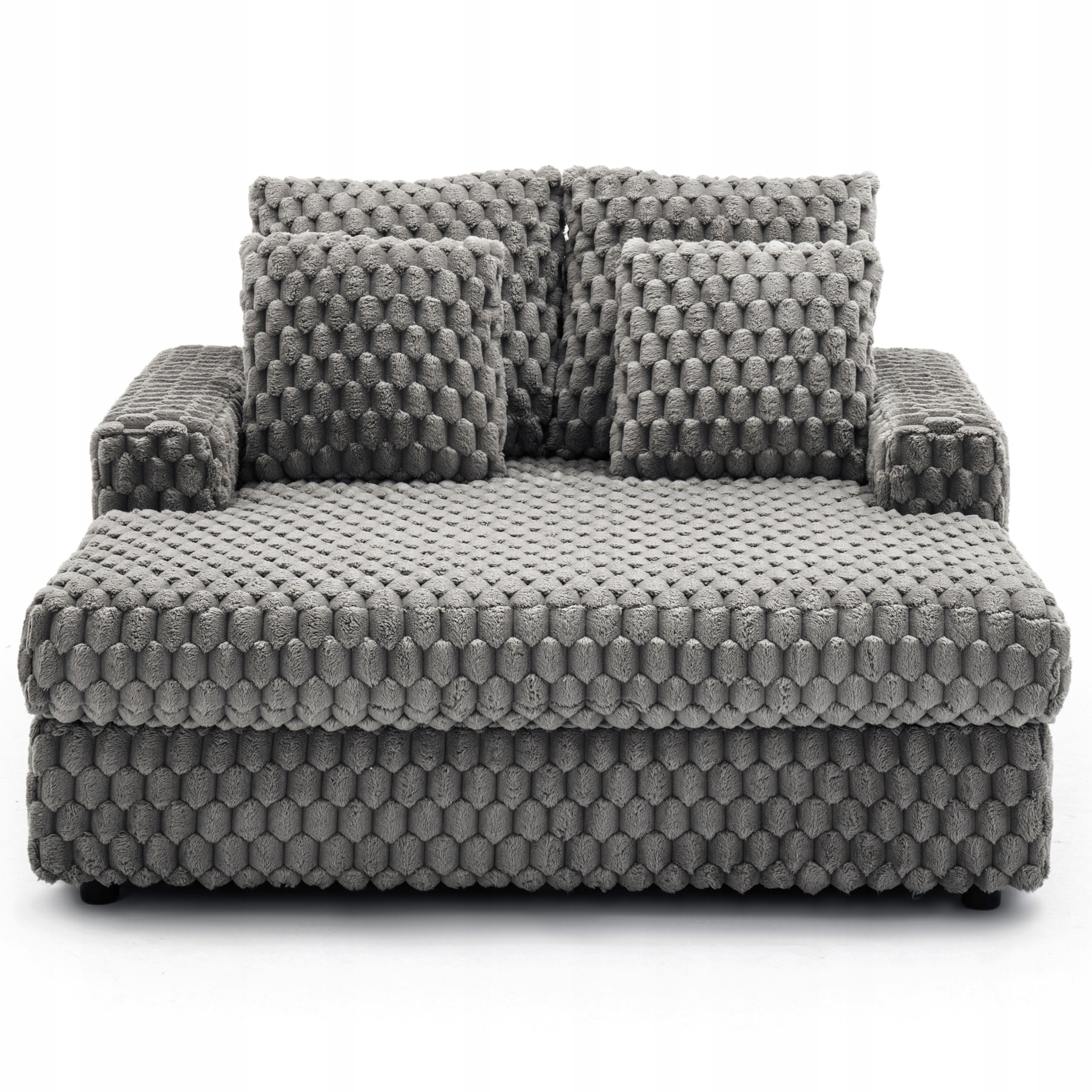 Fotel Wypoczynkowy Kanapa Sofa do Spania Salonu Welur Pluszowy Szary KOBEL - 3