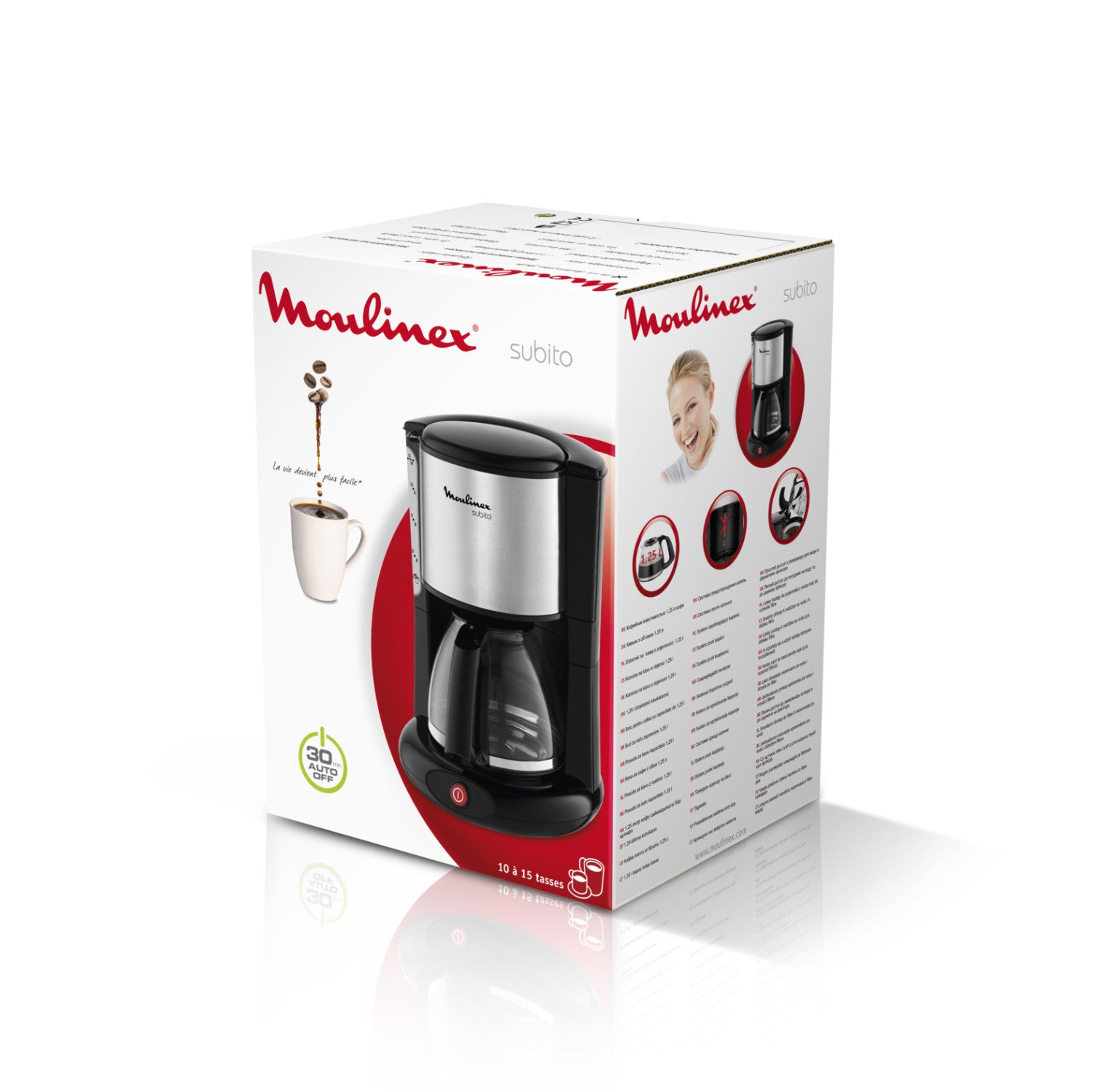 Moulinex FG3608 Machine à café avec filtre à café moulu 10 tasses 1,25 L 1000 W Acier inoxydable Noir - 4
