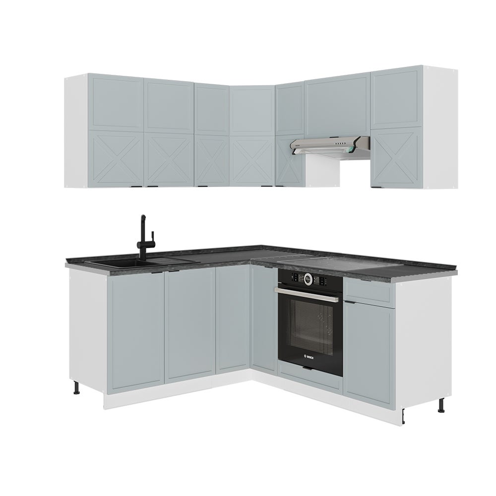 Vicco Cuisine en angle Fame-Line, Chêne doré/blanc, 347x257cm , PT