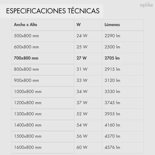 Espelho de Casa de Banho LED Tátil Retangular 70x80 cm MIA - Aplike - 8