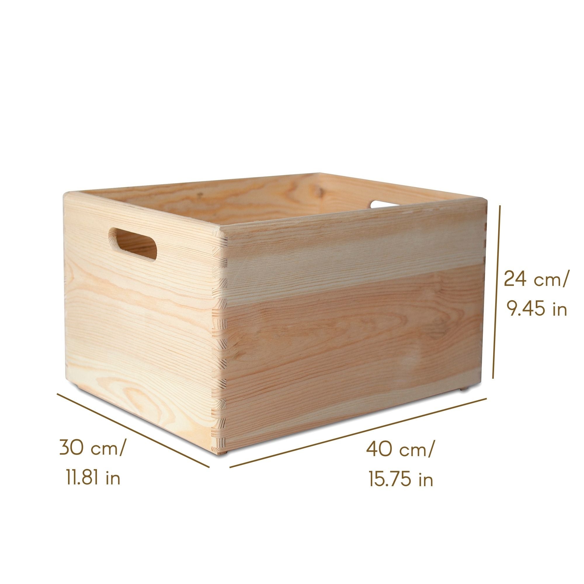 Creative Deco Caisse Bois Rangement | 40 x 30 x 24 cm (+/- 1cm) | Boîte Rangement Bois avec Poignées | Caisse Rangement Bureau | Casier de Rangement - 2