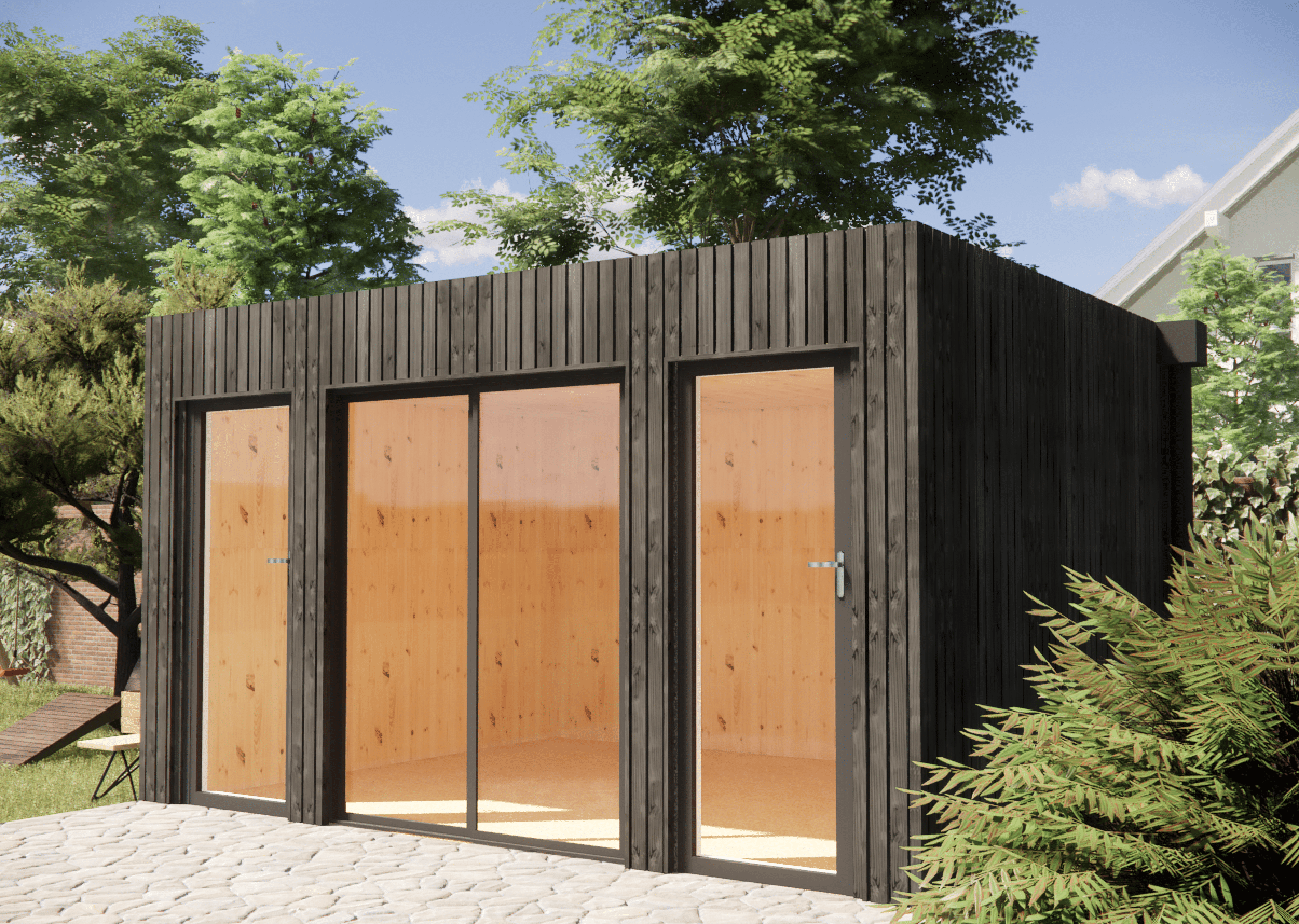 Annexe de jardin sans permis en bois 4,4 x 3,5 x 2,7 m / menuiseries alu k-line - 6