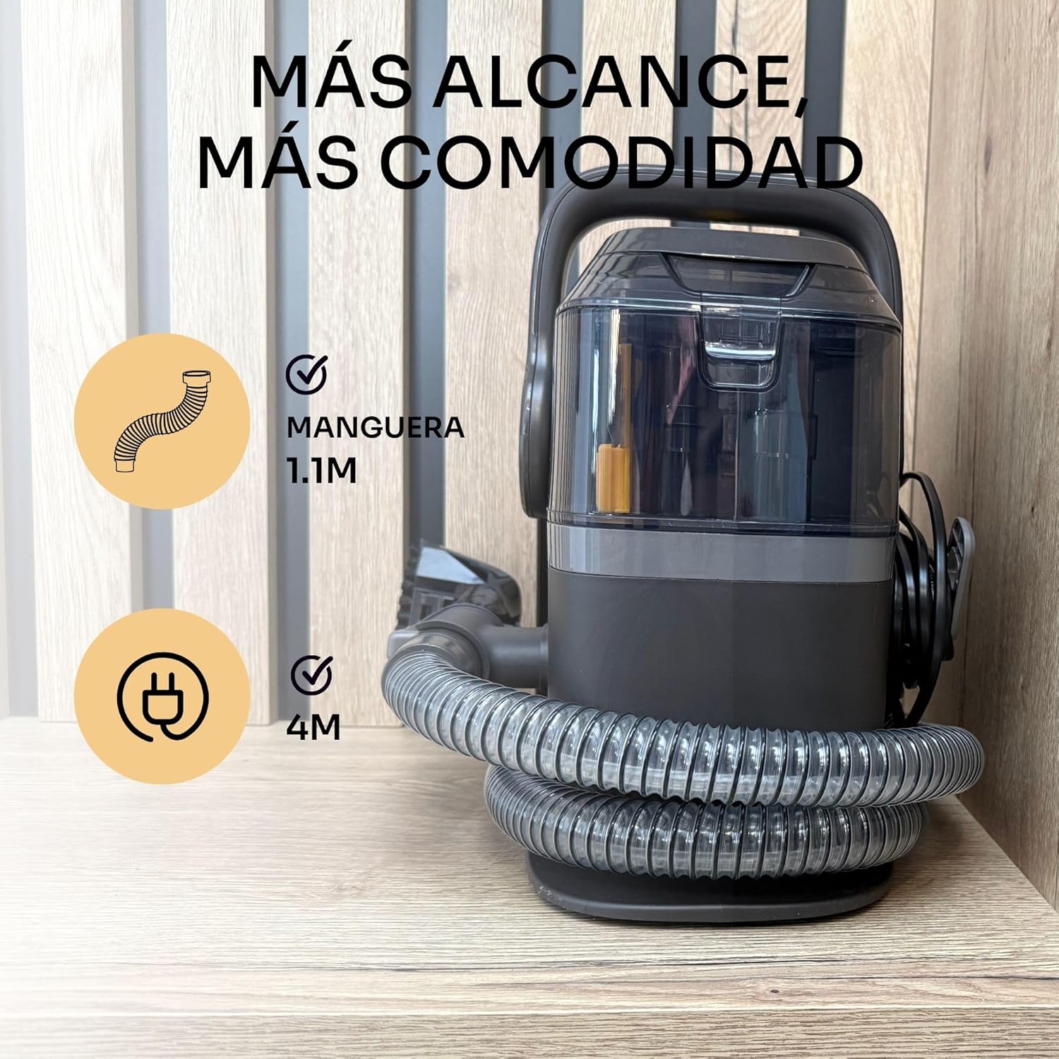 Mellerware - Aspirador para Estofos Cleany Carpet 600W, Limpeza eficaz com função Húmido&Seco: Manchas e líquidos em colchões, sofás e tapetes - 6