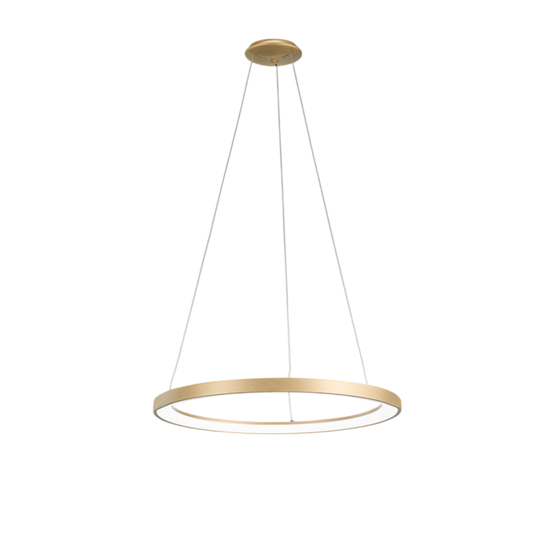 Gea Luce  Krizia, Lámpara Colgante Led Regulable 60W, 4800Lm, Luz Cálida 3000K, Aro Cepillado, Difusor Opal, D.80 Cm, Ip20 Oro , Leroy Merlin