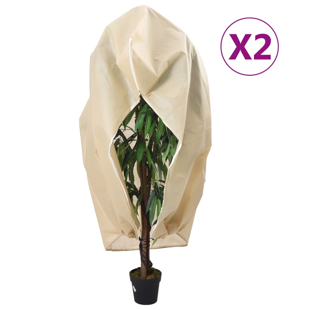 Housse Protection Plantes 100x80cm 80g/m² Avec Fermeture Éclair Et Cordon - Voile Hivernage Anti-Gel Neige