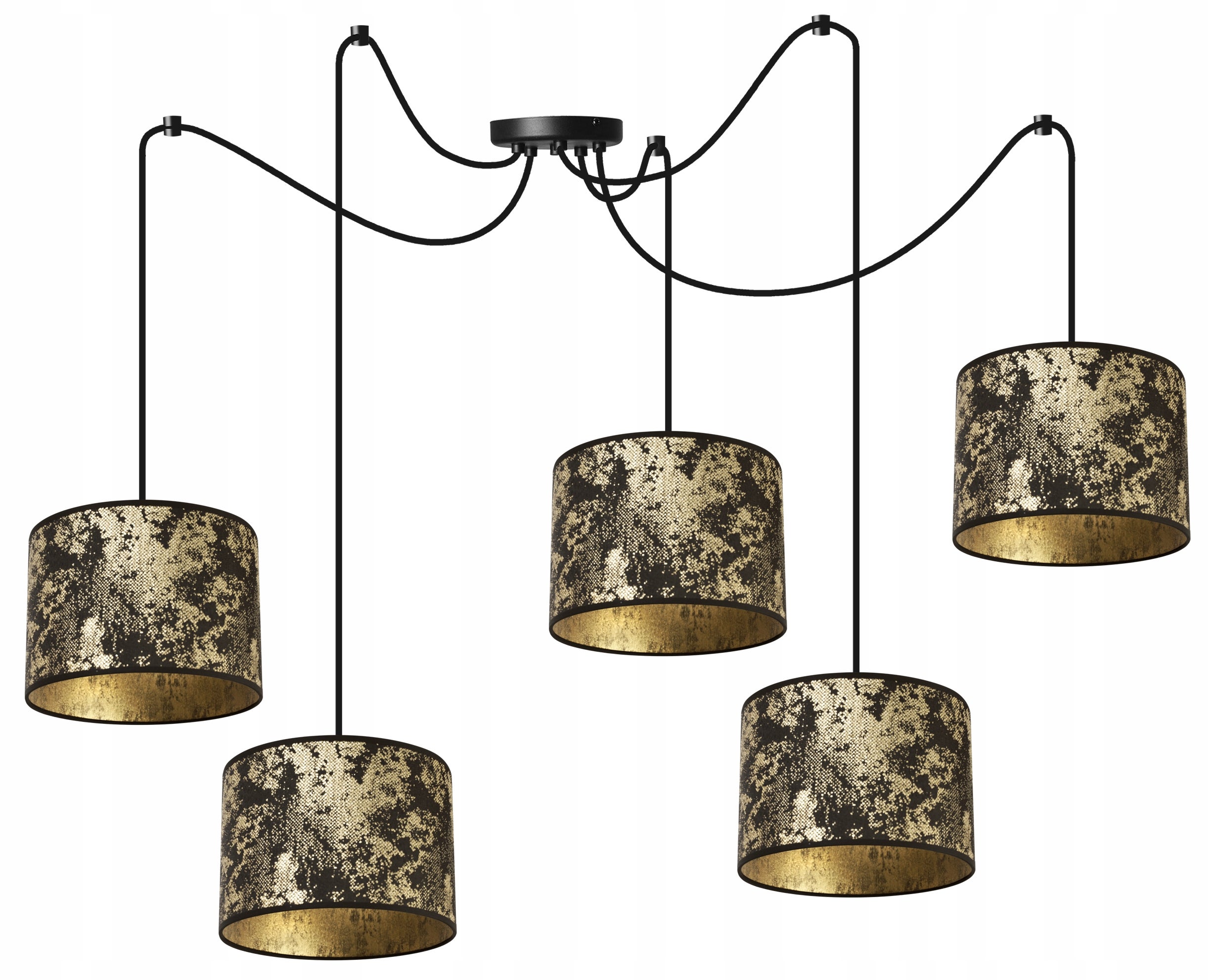 Lampa sufitowa wisząca modern Werona 5xE27 klosz owalny wzorzysty złoty Light Home LH