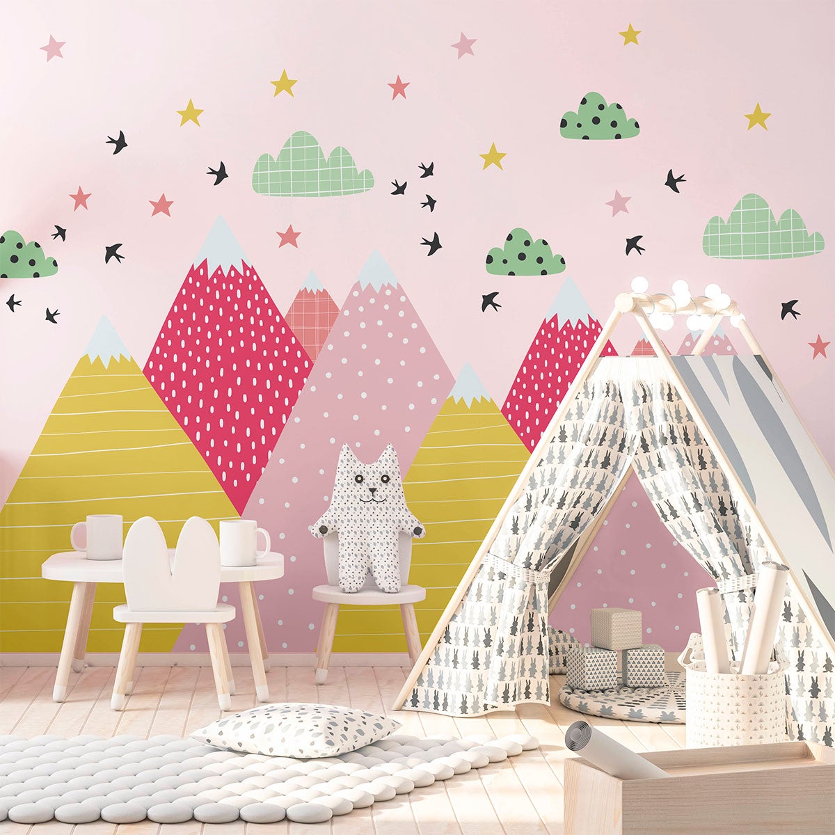 Vinilo niño escandinavo de montaña cilka - adhesivo de pared - revestimiento sticker mural decorativo - 90x135cm - 3