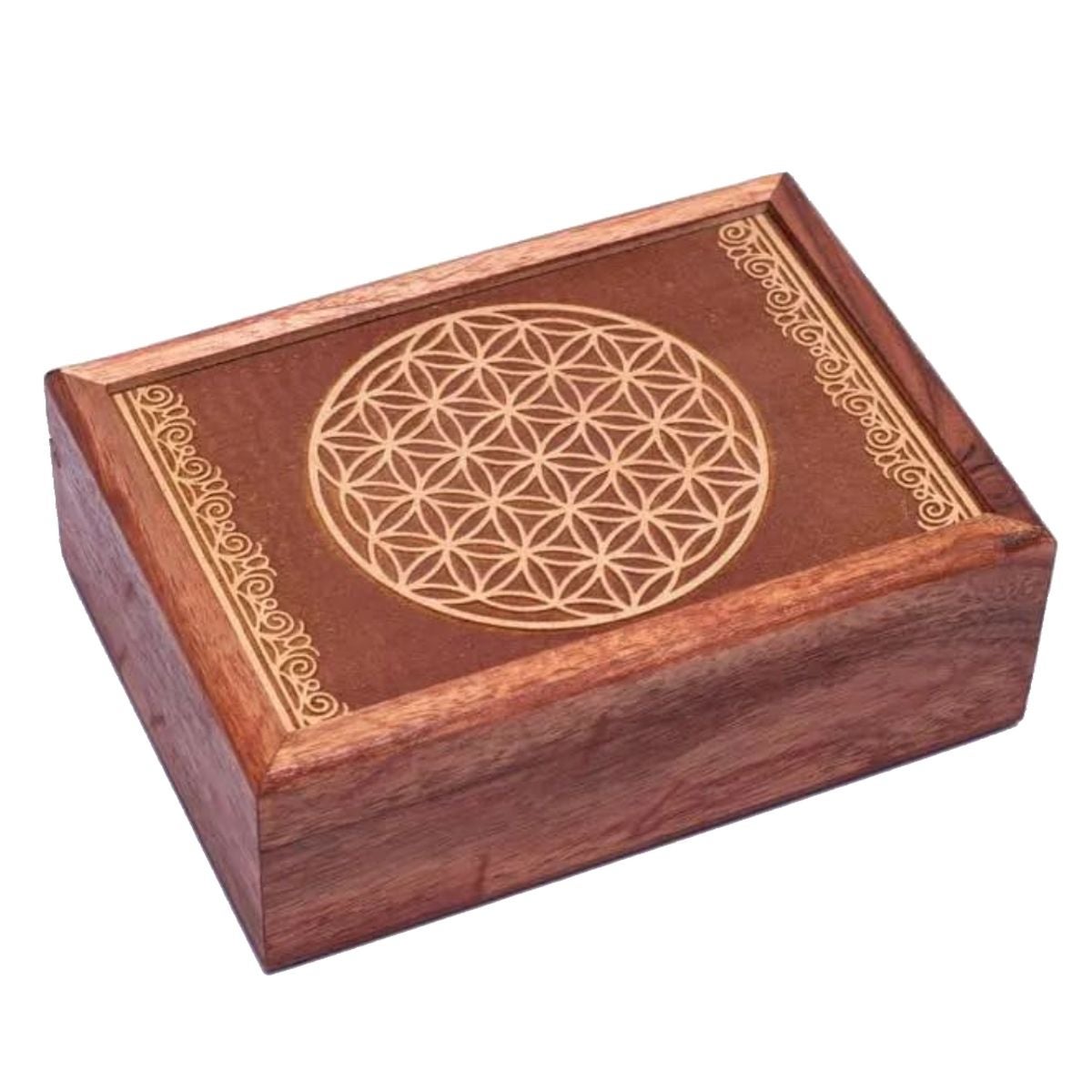 Boîte En Bois Vintage Avec Fleurs De Lys - Longueur 14cm, Occasion, Parfaite Pour Rangement Ou Décoration