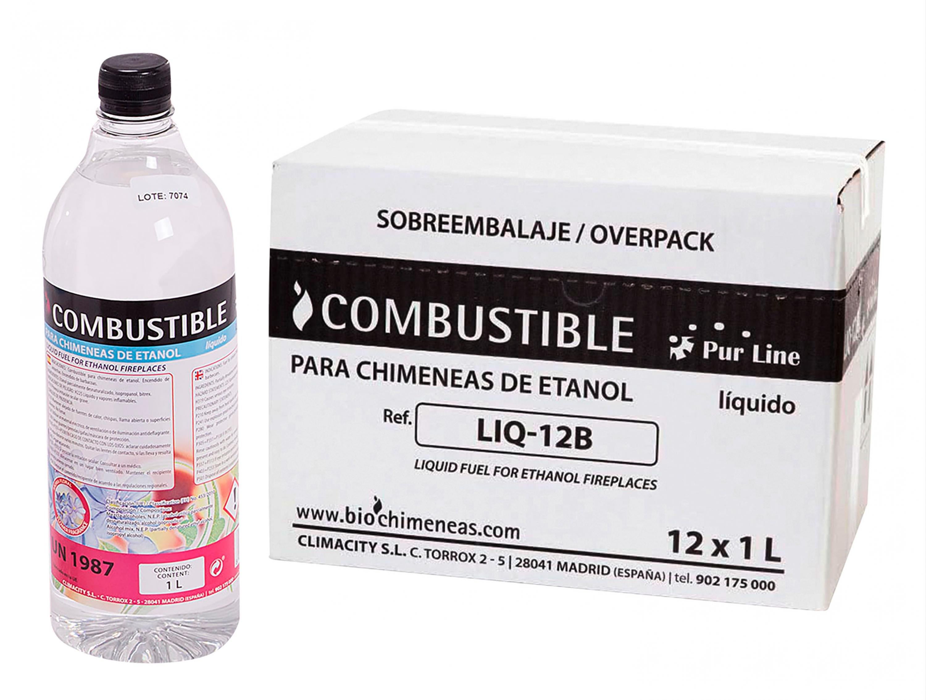 Combustible Etanol de origen natural aroma neutro Caja 12 Botellas de 1L - 6
