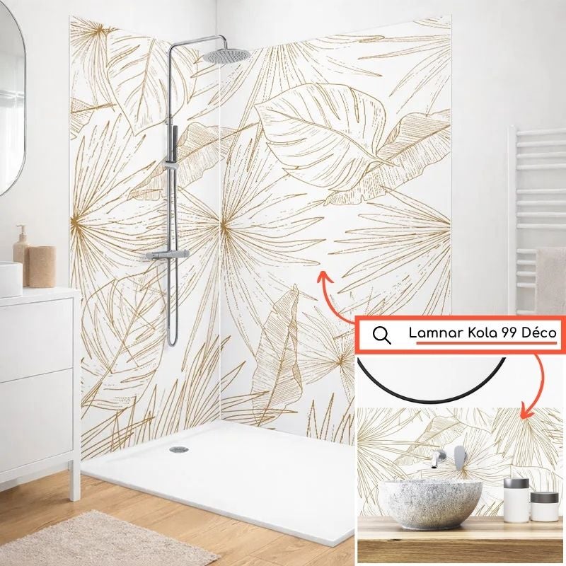 Crédence de salle de bain en Aluminium floral marron 140x30 cm (en 2 bandeaux) - Lamnar - 5