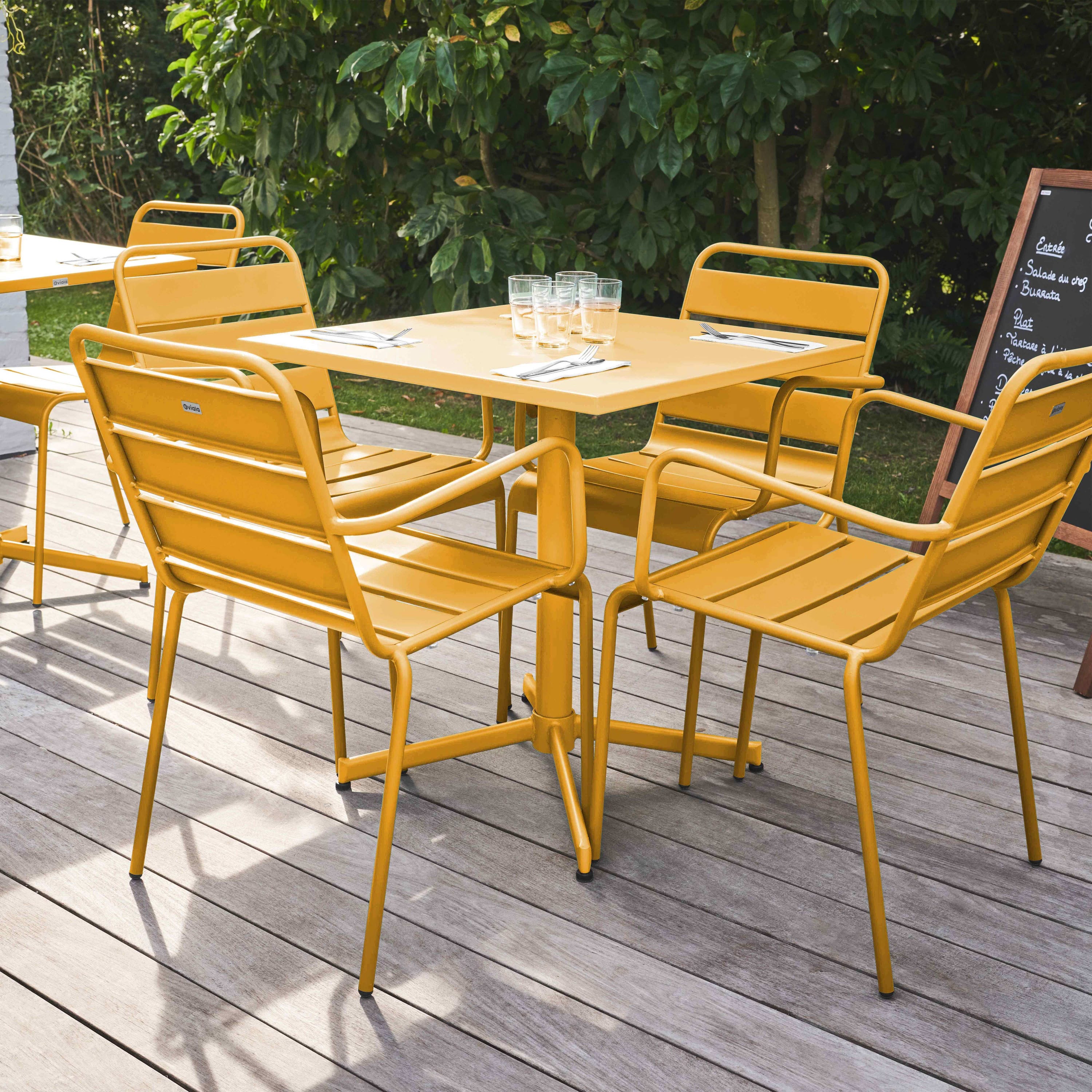 Fauteuil De Jardin Palavas En Métal Orange - Mobilier Extérieur Robuste Et Empilable