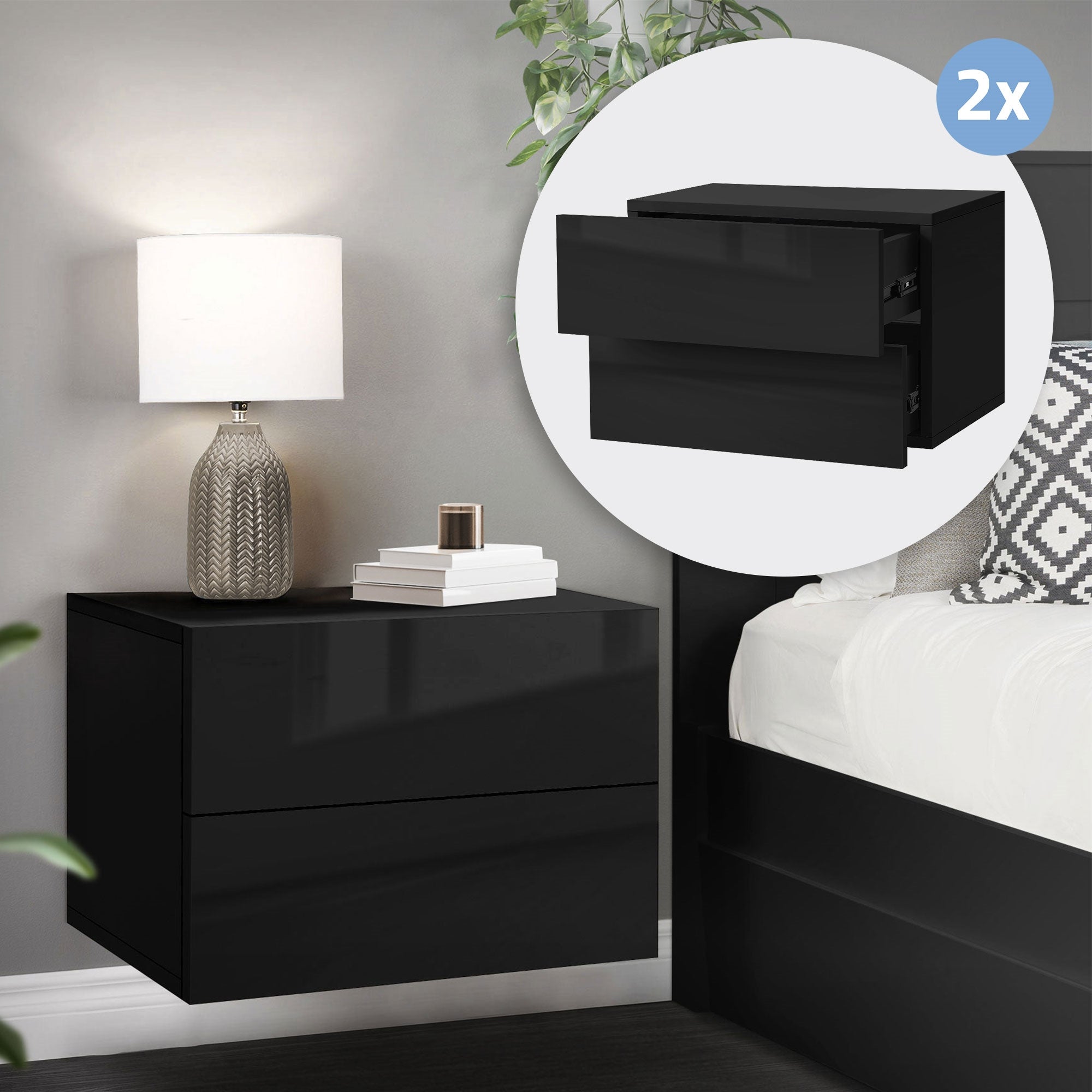 Annlera Comodini a Muro 2 pz Grigio Sonoma 50x36x40 cm Comodini Sospesi Comodino Camera Da Letto Armadietti Laterali Mobili Da Letto Mobiletto Multiuso Comodino Moderno Per Camera Da Letto