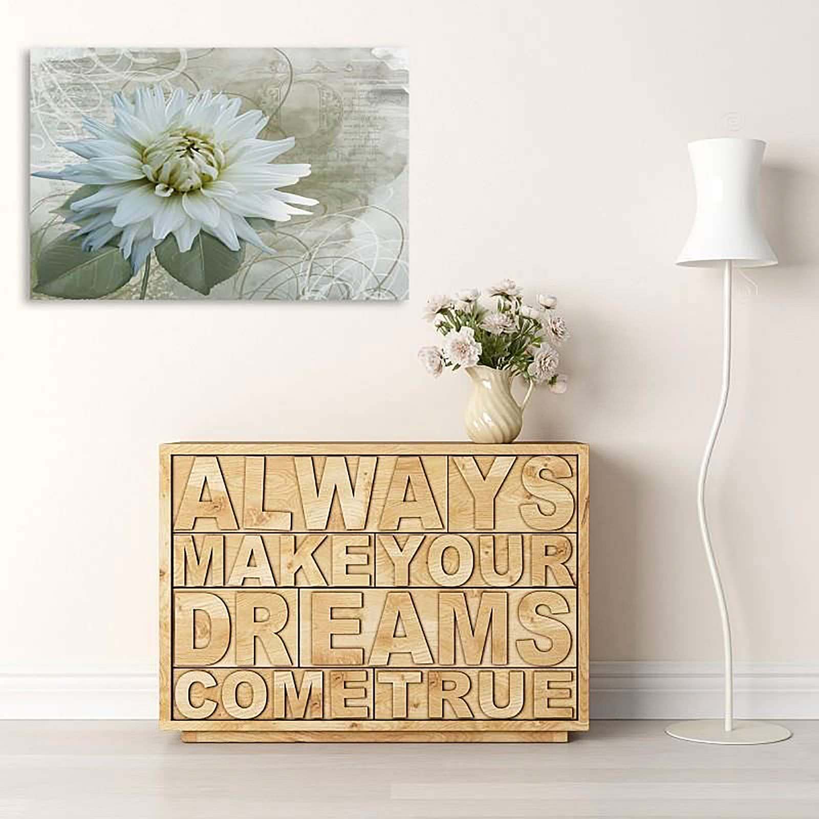 Tableau bois fleur blanche - 50 x 40 cm - 2