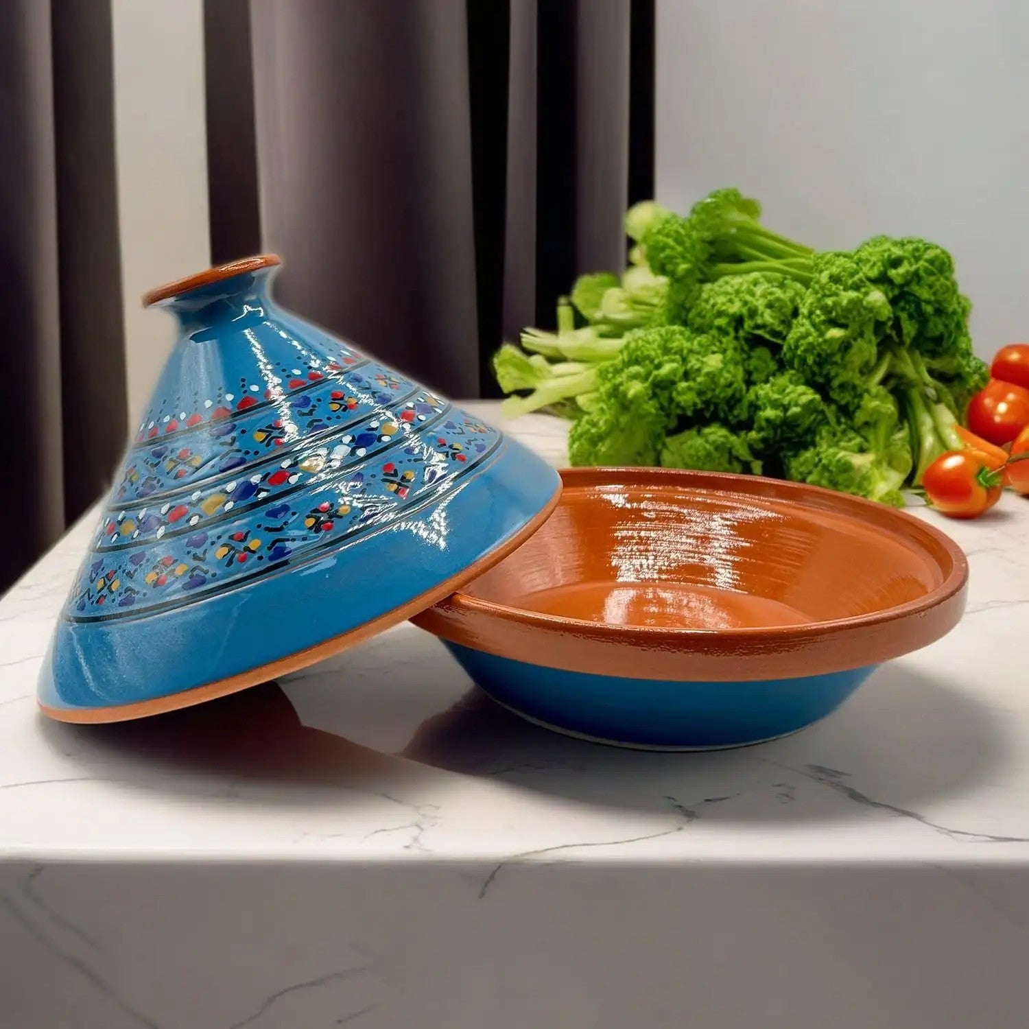 Tajine En Terre Cuite 32 Cm - Marmite Traditionnelle Marocaine/tunisienne | Livré Avec Ebook De Recettes | Cuisson Lente Et Goûteuse