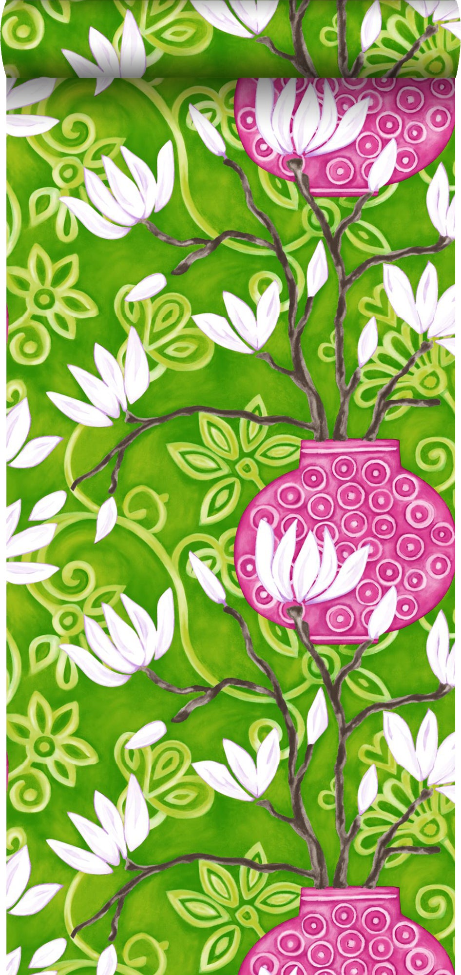Tapeta magnolia zielonymIróżowym - 53 cm x 10.05 m - ORIGIN