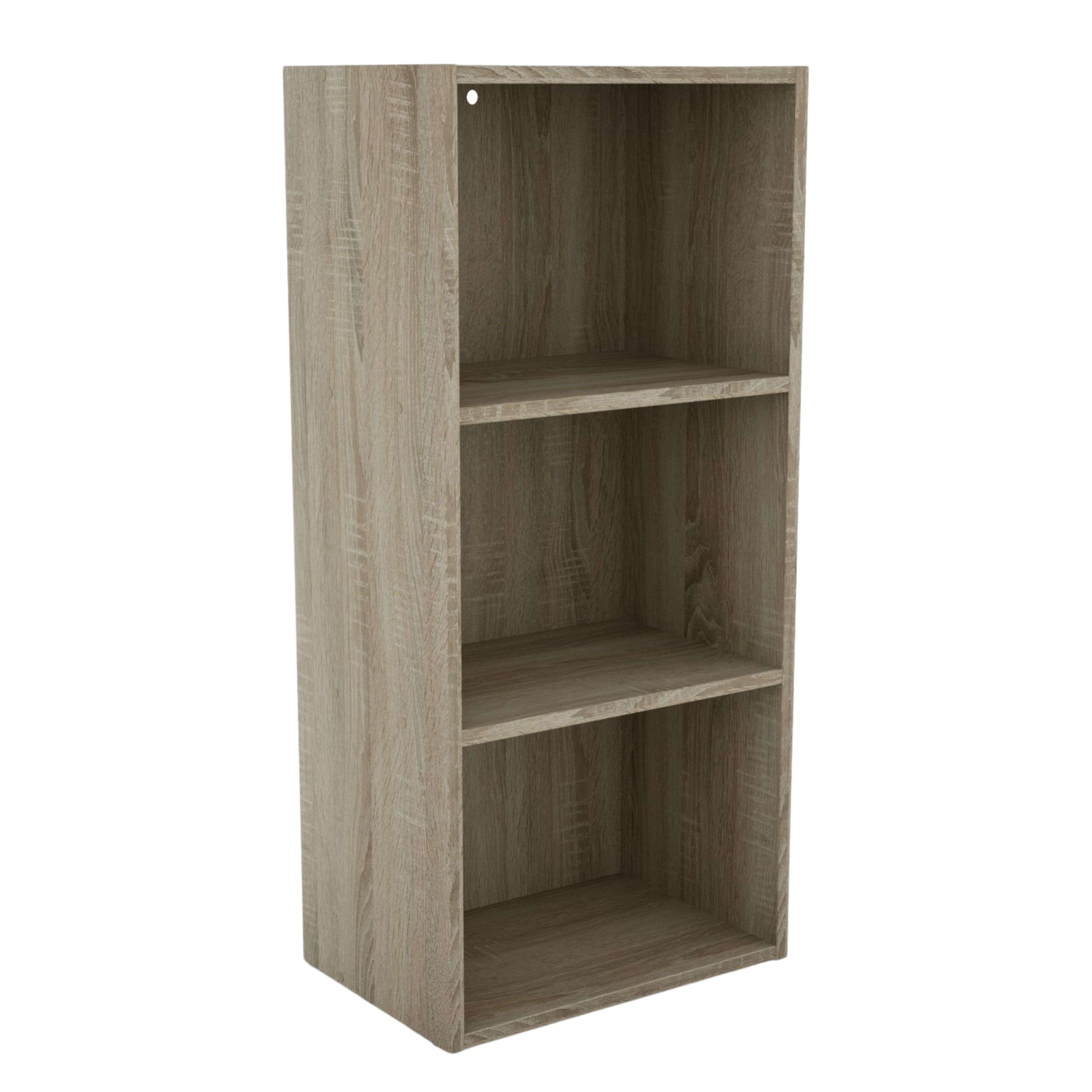 Estantería de Salón Plea, Mueble Organizador Comedor Roble Sonoma 1 armario 3 puertas, 1 estantería 3 niveles Melamina 42x184x29 cm - 3