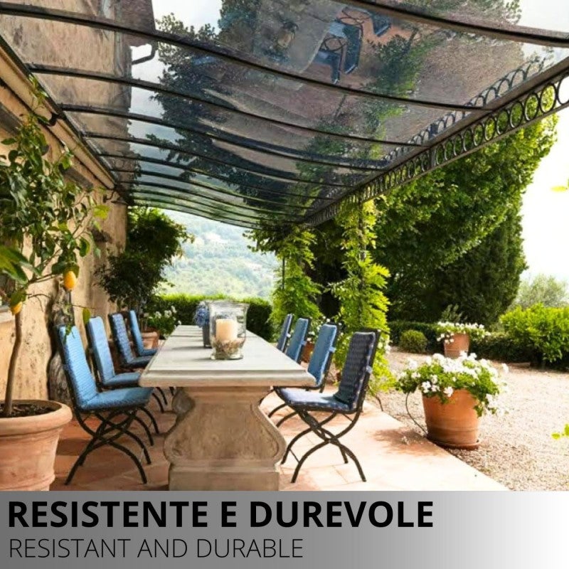 Telo PVC Trasparente 4x1m, 0,80mm Spessore, 850g/m² - Telo Cristal Solo Rinforzato sui Lati - Anti-UV, Impermeabile - Qualità Made in Italy - 3