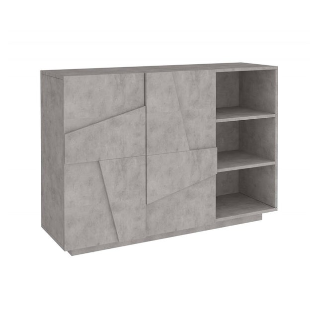Credenza Grigio Cemento 60x30x50 Cm - In Truciolato, Con 2 Ripiani, Per Ingresso O Soggiorno
