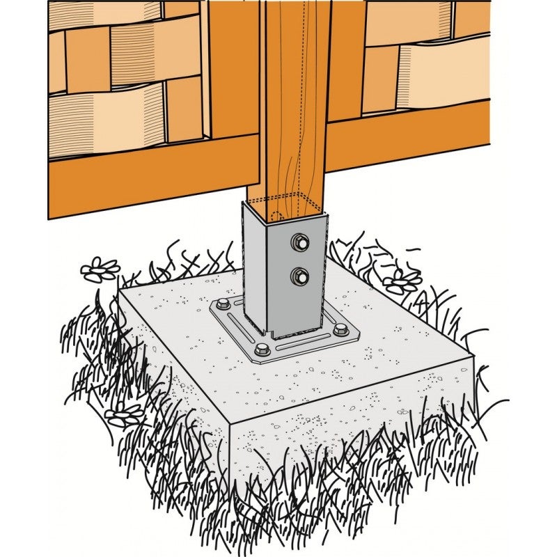 Pieds de poteau carré sur platine dimensions au choix-91-150-91-2,5 mm 1 A l'unité - 2