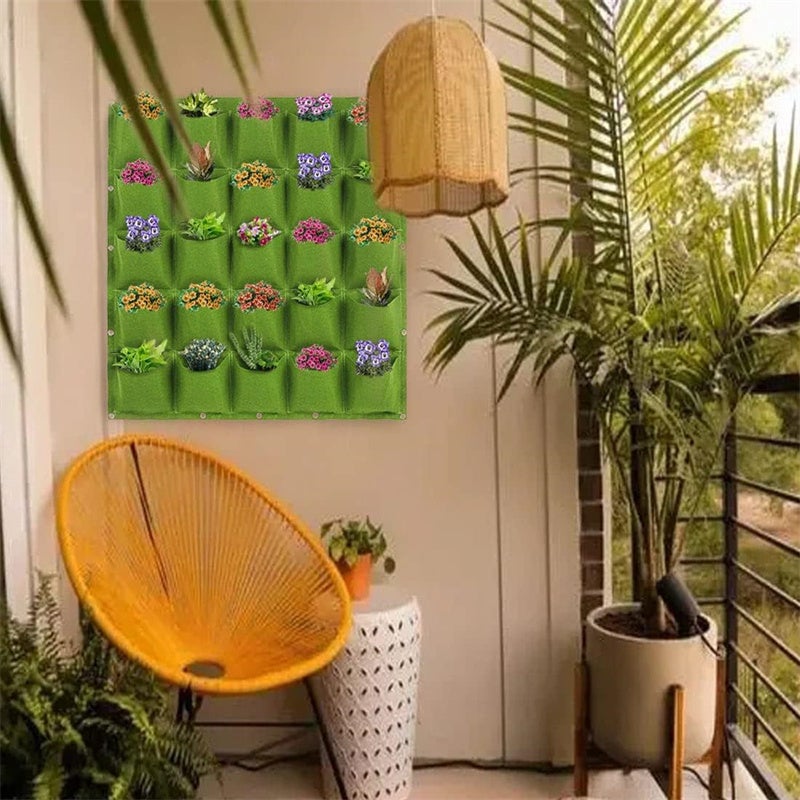 Sacs de culture suspendus, jardinière murale verticale, sac de culture mural pour décoration murale de plantes intérieures et extérieures, 25 poches - 2