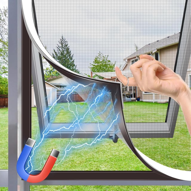 Moustiquaire magnétique pour fenêtre, en fibre de verre, à monter soi-même, cadre amovible, sans perçage, 120 x 130 cm