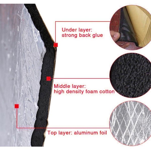 Lot de 10 coussinets d'isolation acoustique pour voiture, pour sol et toit, auto-adhésifs, à découper soi-même, 250 x 180 x 5 mm - 4