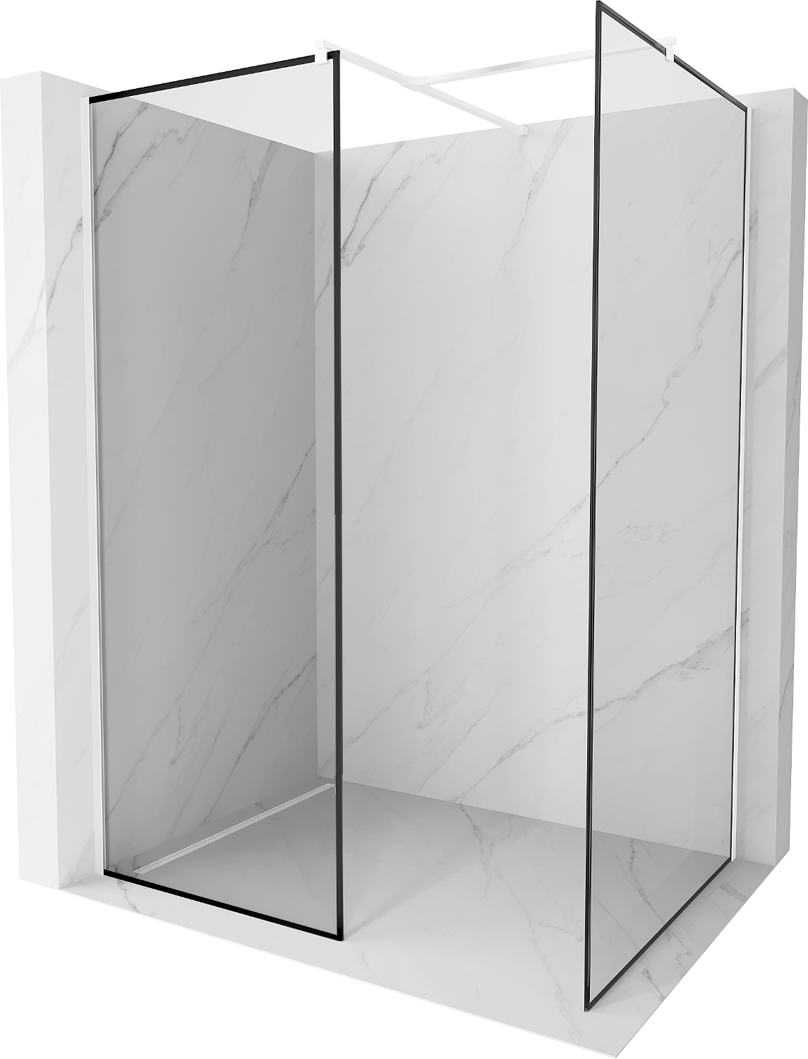 Mexen Kioto ścianka prysznicowa Walk-in 150 x 90 cm, czarna ramka, biała - 800-150-202-20-70-090