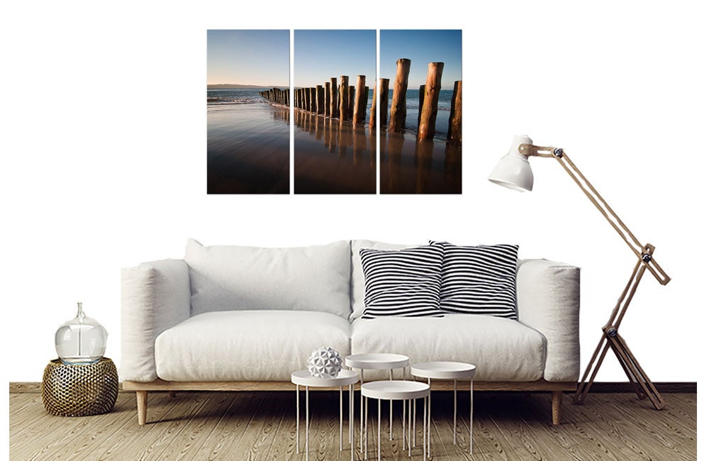 Tableau triptyque deco lac de biscarosse - 90x60 cm - 2