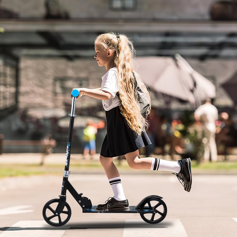 Trottinette pour enfants pliable trottinette de ville scooter réglable en hauteur Cadeau pour enfants Noir Bleu - 4