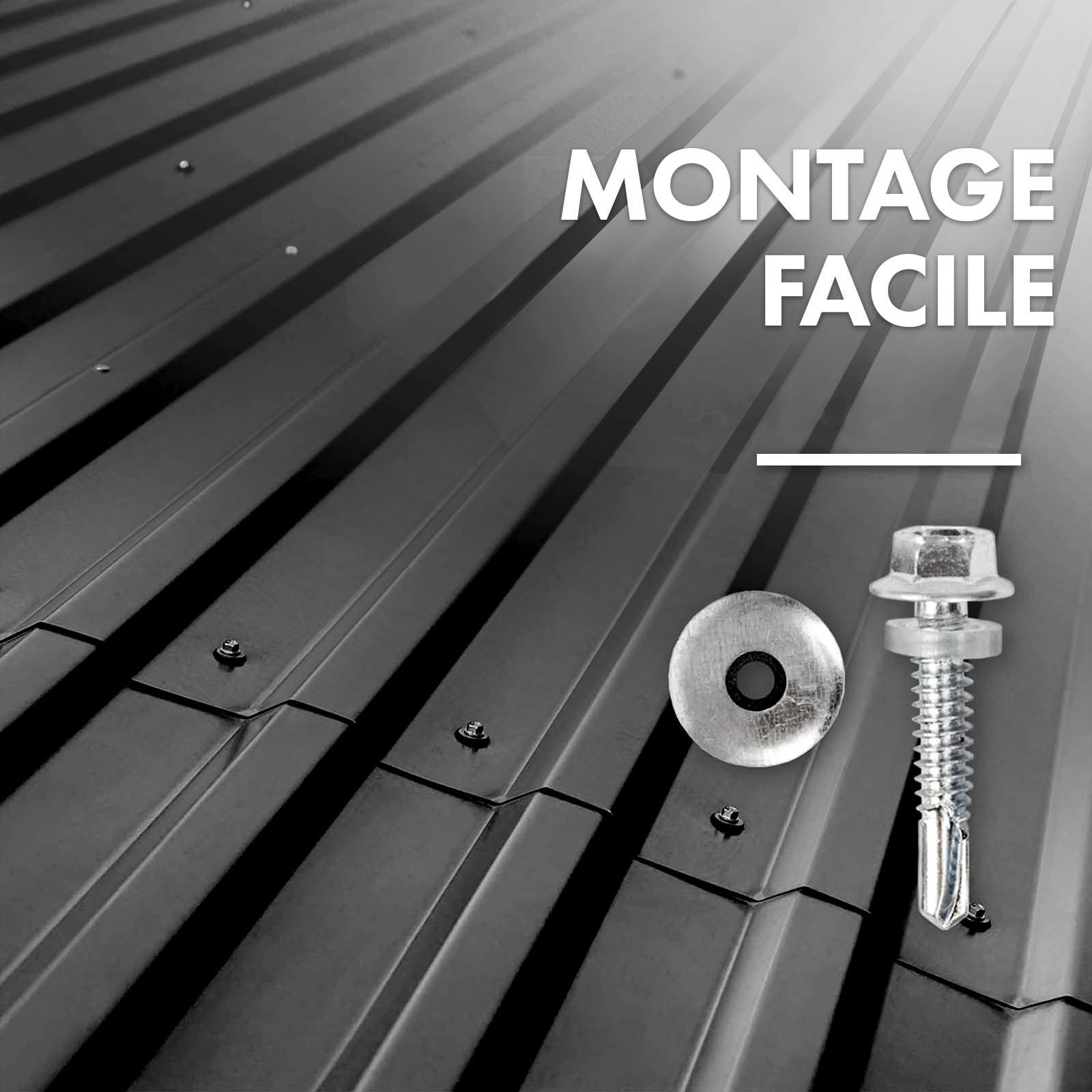 Lot de 15 tôles Couverture métallique Tôle avec vis Épaisseur : 0.25 mm, 115 x 45 cm, Noir - 4