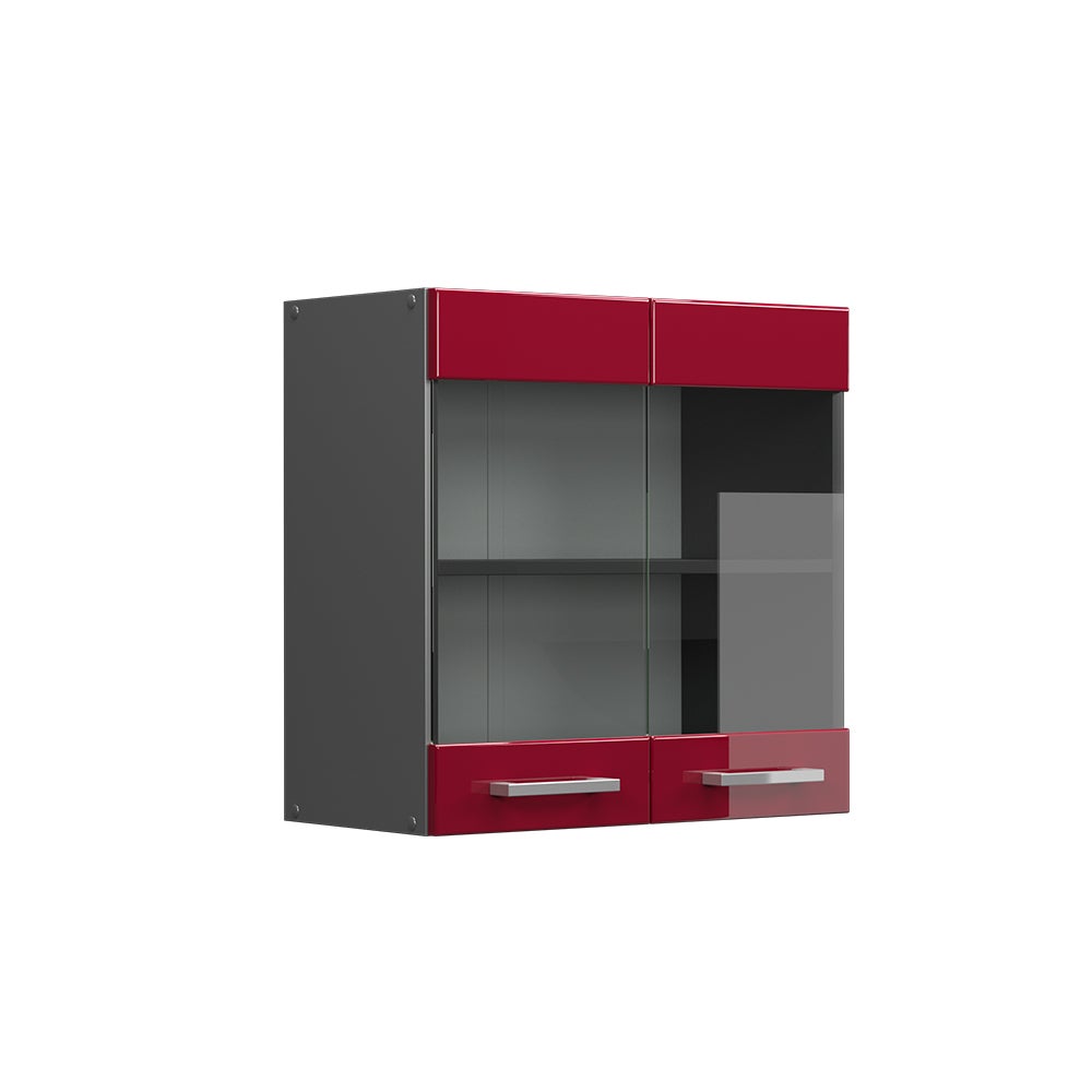 Vicco Szklana szafka kuchenna R-Line, Czerwony połysk, 60 cm