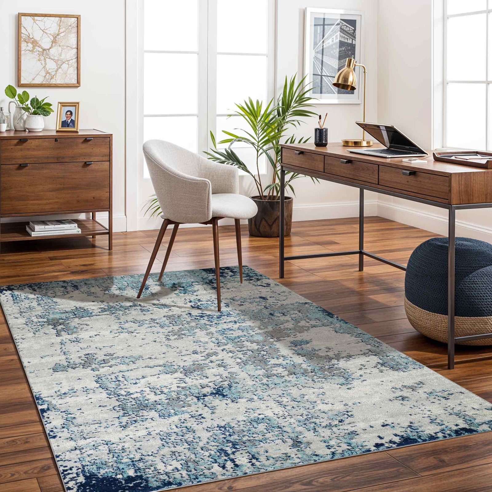 LIVABLISS Tappeto Astratto Moderno Blu/Grigio/Bianco 200x275 cm Sarah - 7