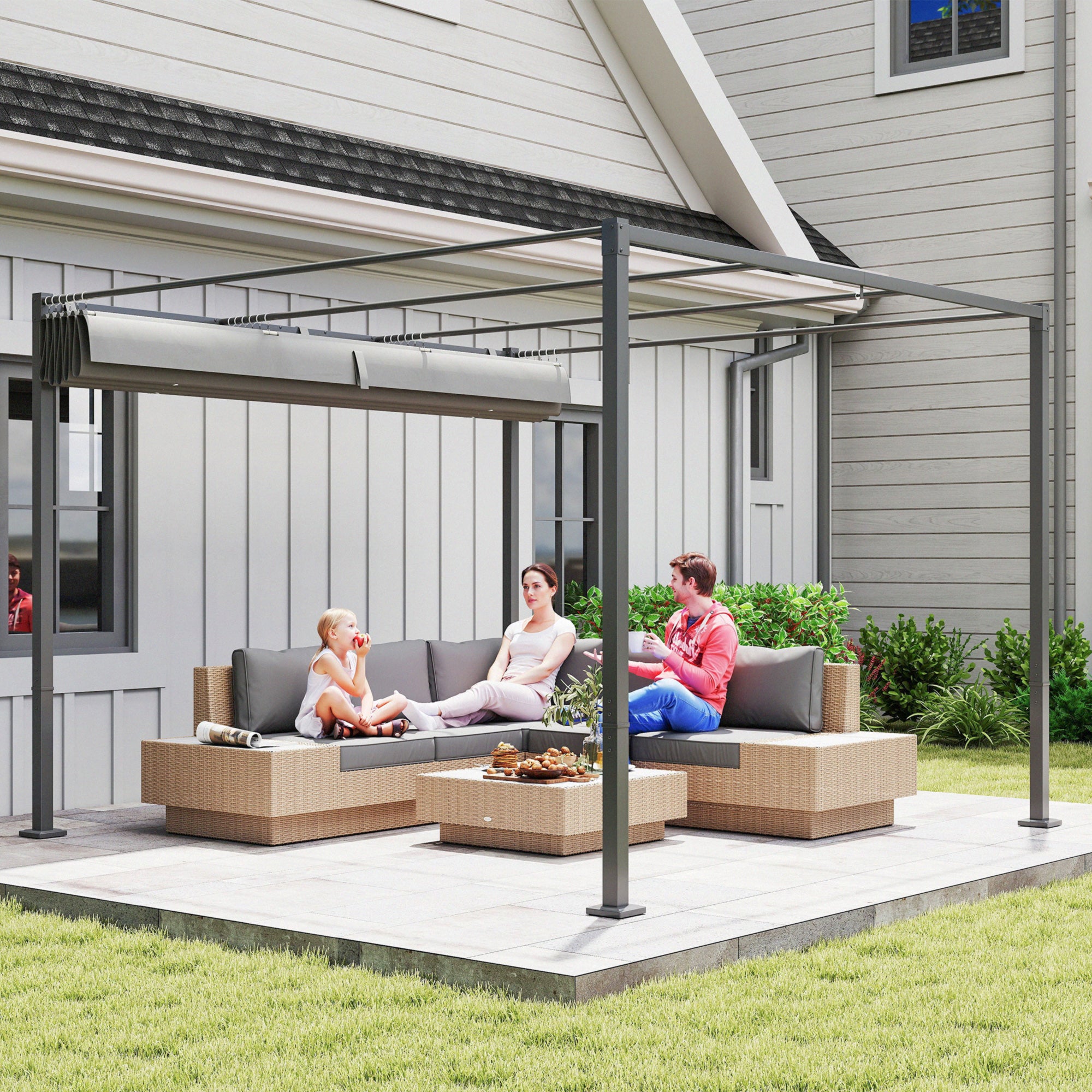 Pergola Gris en Acier 8.8 m² - 8
