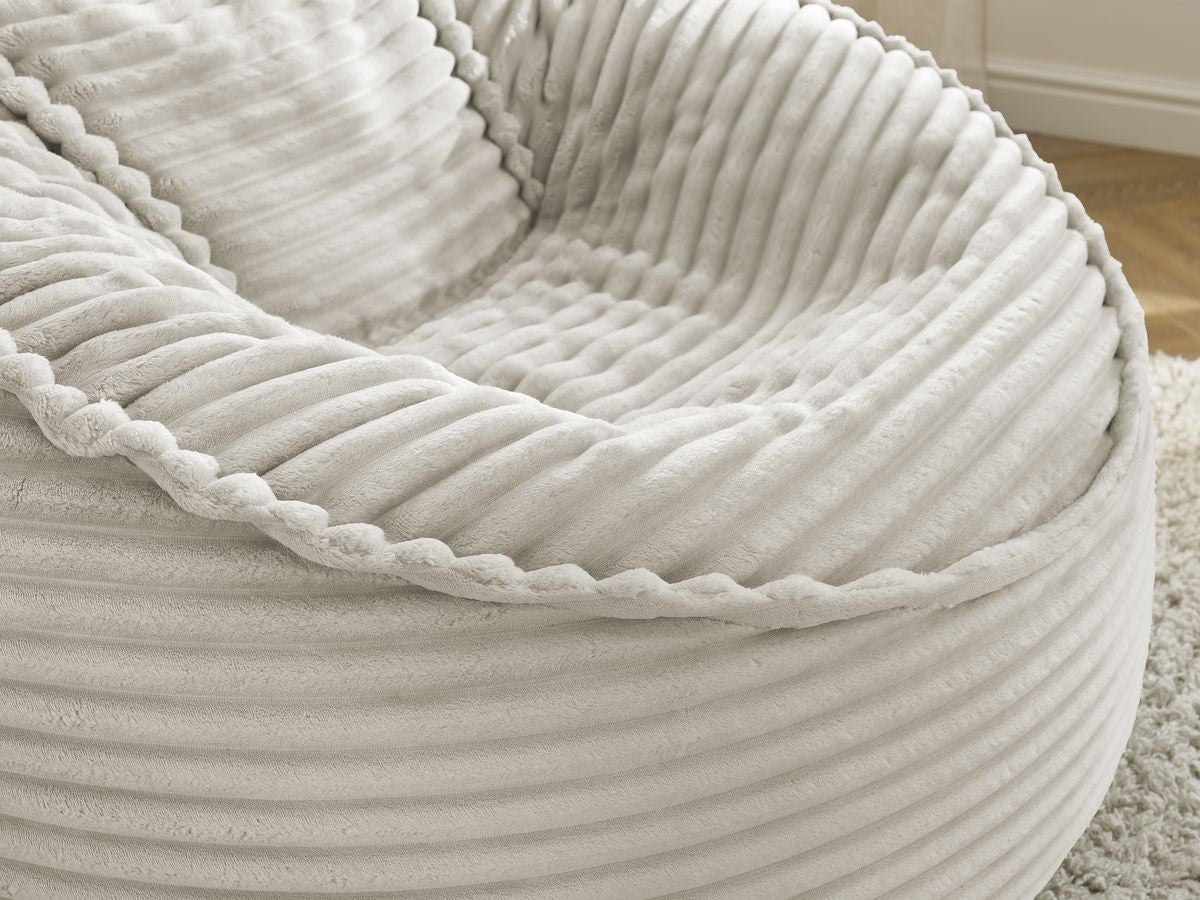BOBOCHIC Pouf ultra moelleux SOCRATE gros côtelé doux Beige - 8