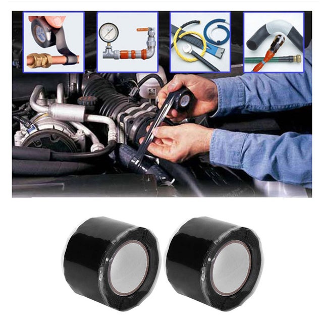 2 rouleaux Ruban Silicone Noir Auto-Fusion, Étanche, Réparation Tuyau, Fuite, Fil Électrique, Plombier, Haute Température
