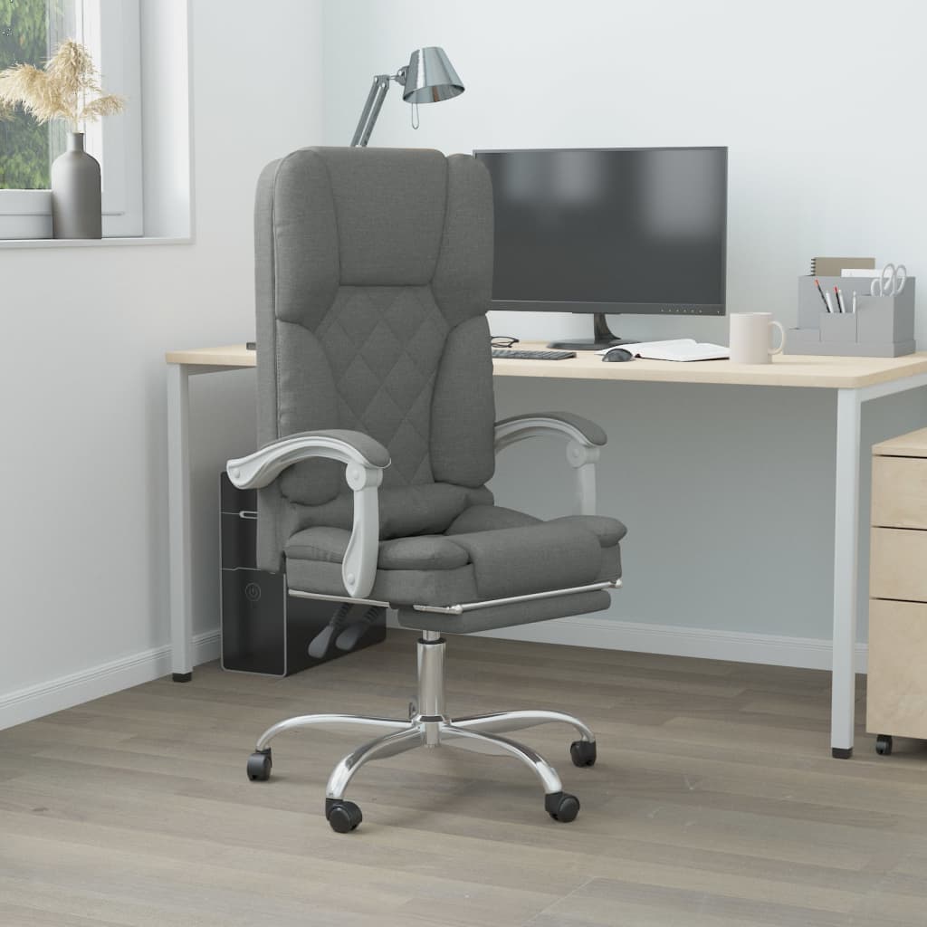 Vidaxl  Silla De Oficina Reclinable Con Masaje De Tela Gris/Oscuro , Leroy Merlin