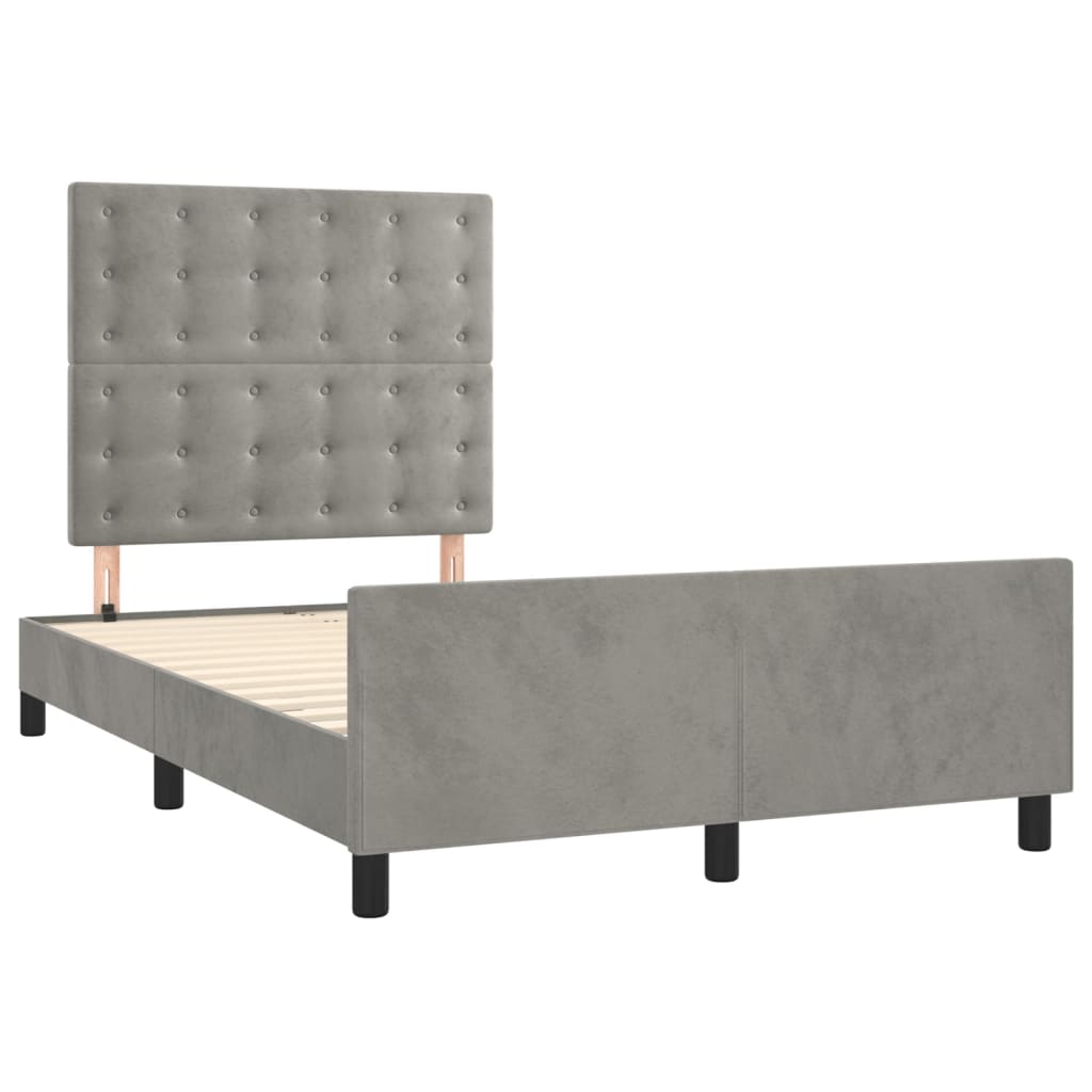 Cadre de lit sans matelas, en velours, gris clair, pour la chambre, 120 × 200 cm - 4