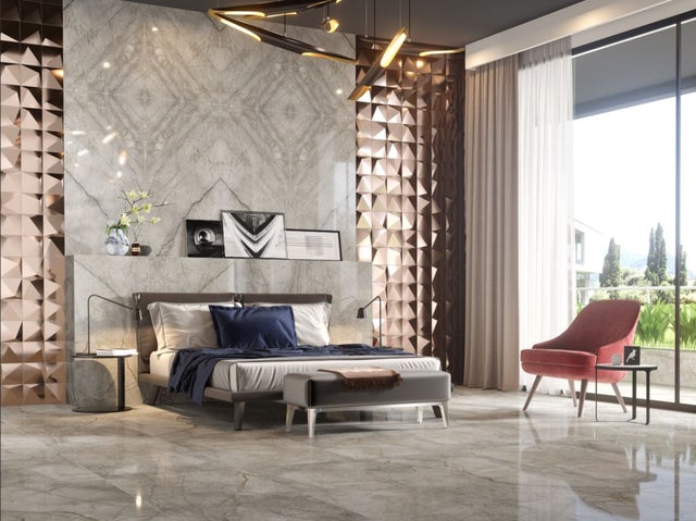 Carrelage sol/mur effet mabre beige foncé SILVER RIVER DARK Mat int/ext l.60 x L.120 cm CERALUX