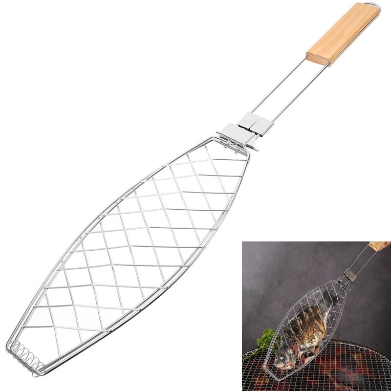 Kosz do grillowania ze zdejmowanym uchwytem Kosz na ryby ze stali nierdzewnej na kemping i grillowania Przenośne wielofunkcyjne narzędzie grillowania