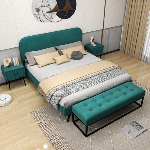 Lit Double 160x200 Cm Avec 2 Tables De Nuit Intégrées – Bois Chêne Sonoma Et Gris Foncé, Moderne