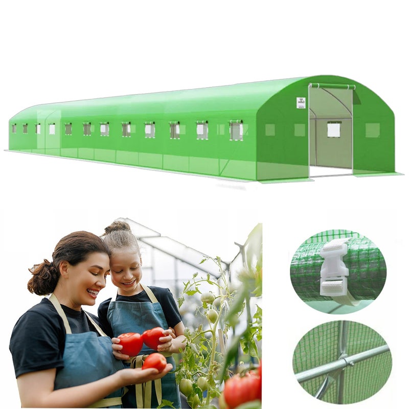 Tunel Ogrodowy Cultivo Foliowy Szklarnia 4x12x2 48m2 Zielony Podwójne Drzwi Uv-4 1 szt
