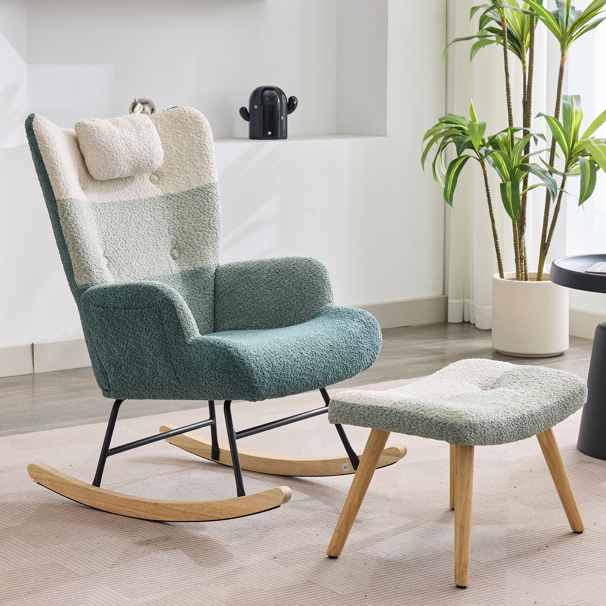 Fotel bujany - Kolorowy patchwork w paski - Klamra - Wielokolorowy - 9
