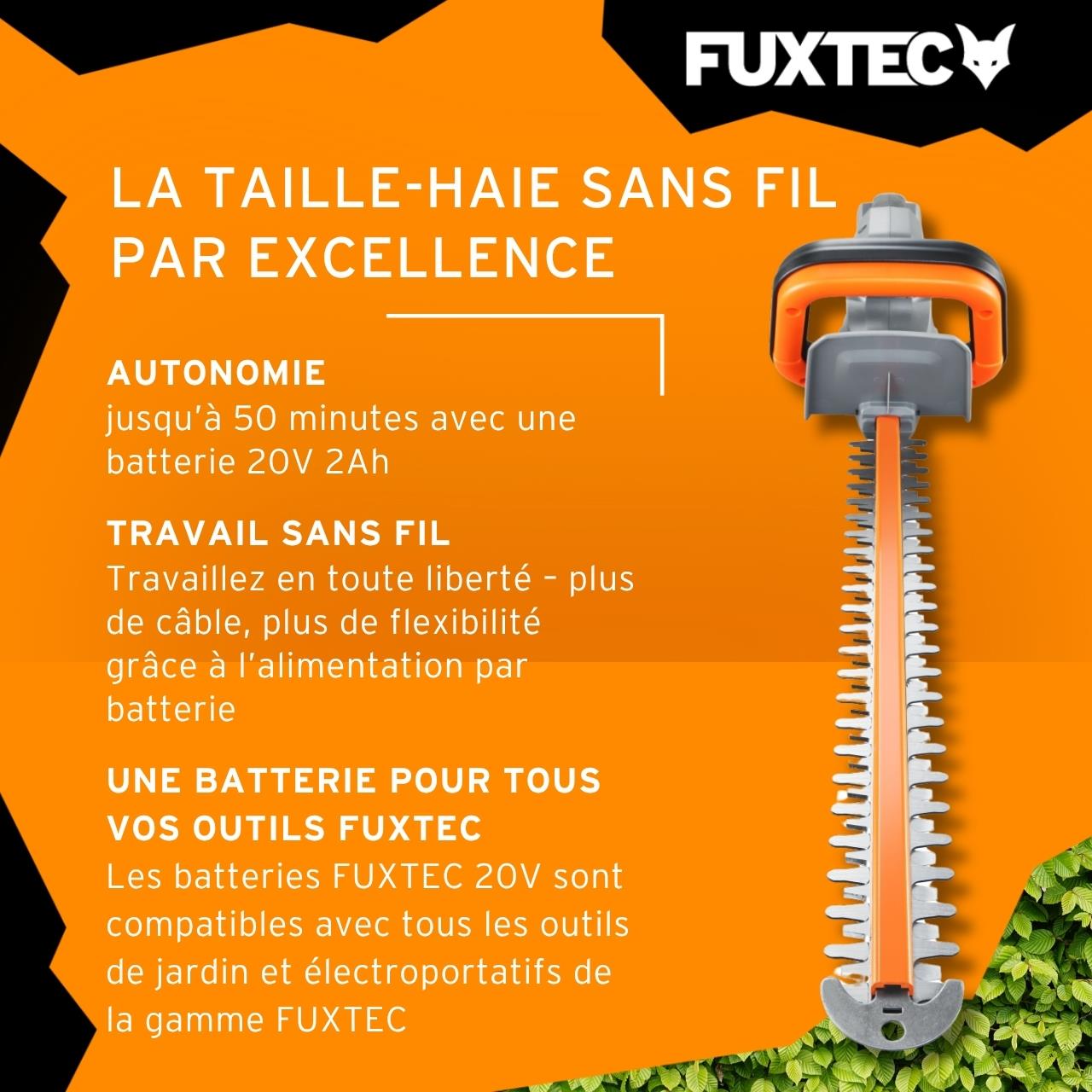 Tagliasiepi a batteria 20V FUXTEC FX-E1HS20 - kit incl. batteria e caricabatterie -lunghezza di taglio di 520mm per rami fino a 15mm - 5