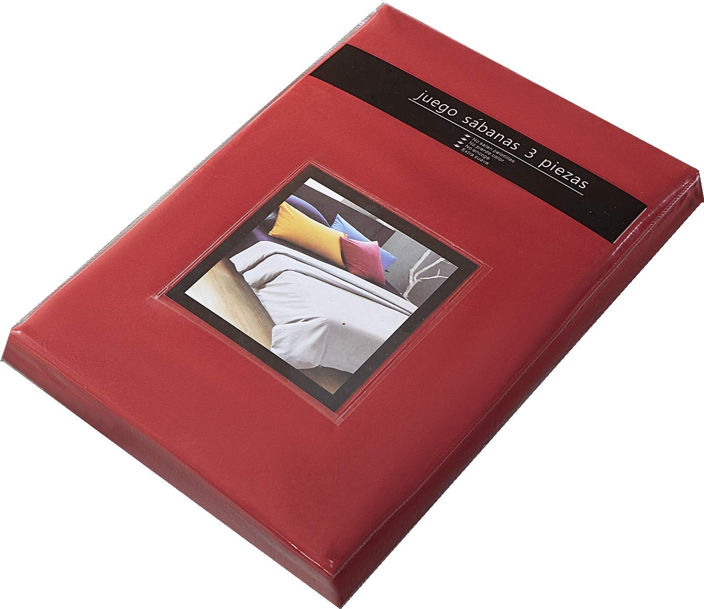 Tienda eurasia® juego 3 sábanas de cama, microfibra transpirable, cama 150-150x190/200 cm, rojo