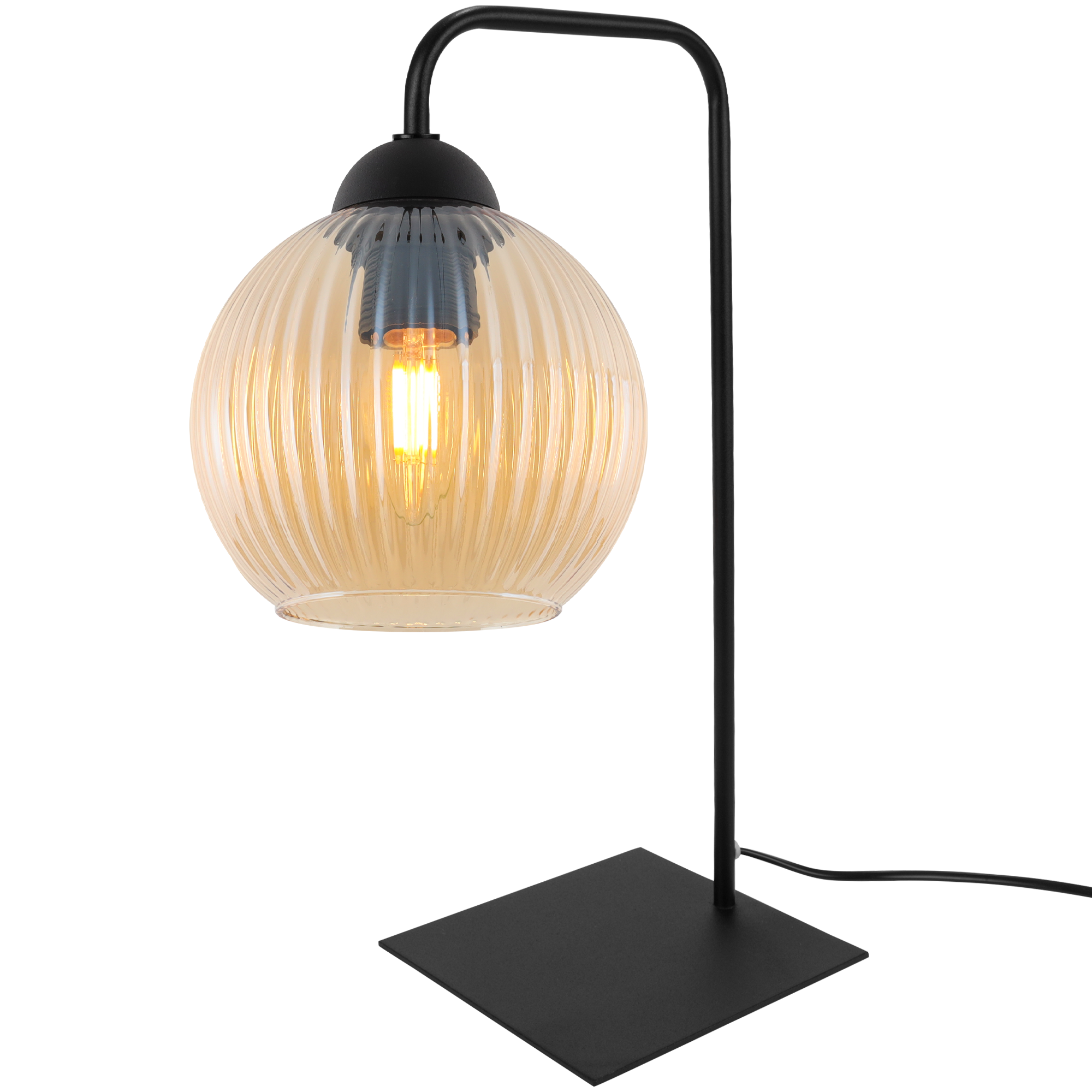 Lampa nocna stołowa Riffle 1xE27 klosz kula szklana miodowa Light Home LH