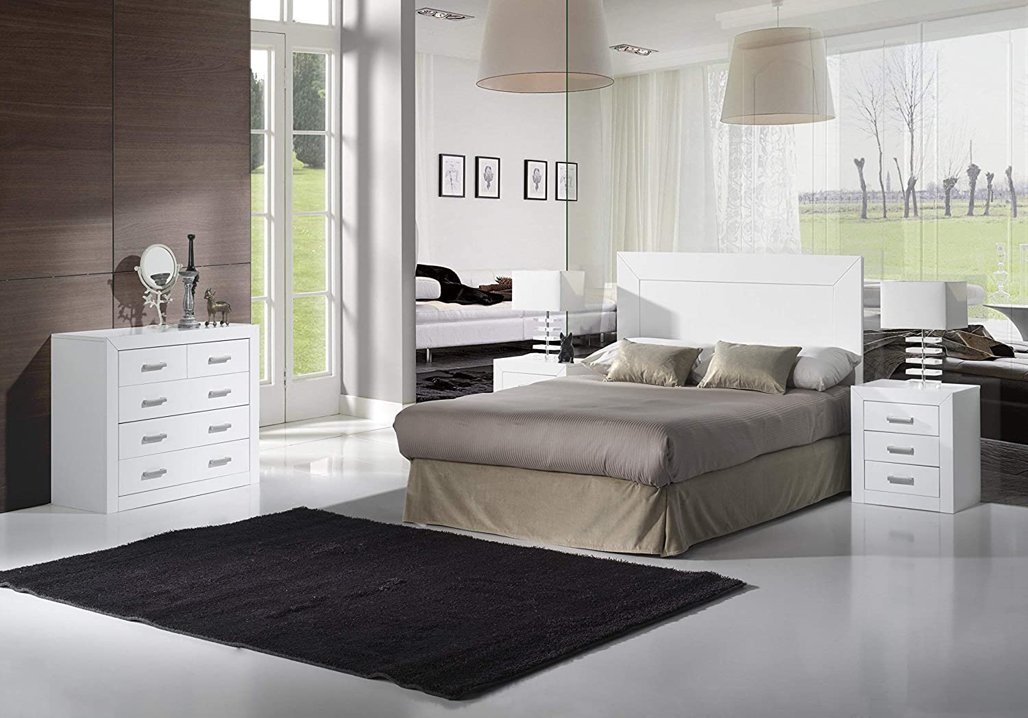 Comoda con 4 cajones, medidas 80.1 x 93.2 x 38.3 cm, madera de pino macizo y tablero MDF. Color blanco lacado - 4