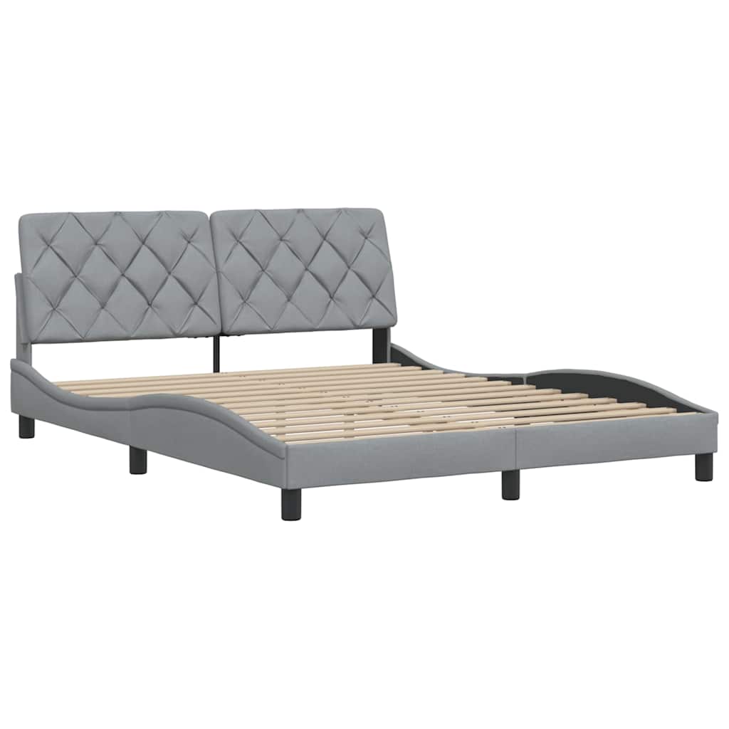 Cadre de lit sans matelas gris clair 160 x 200 cm en tissu - 4